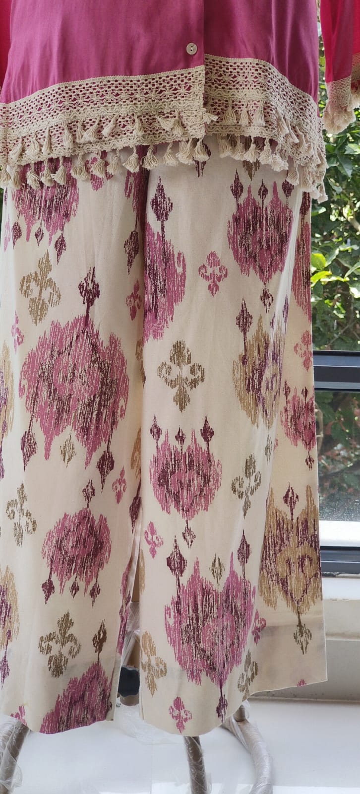 Solid Shade Muslin Fabric Top With Printed Flex Cotton Bottom Cord Set- 11645,11646