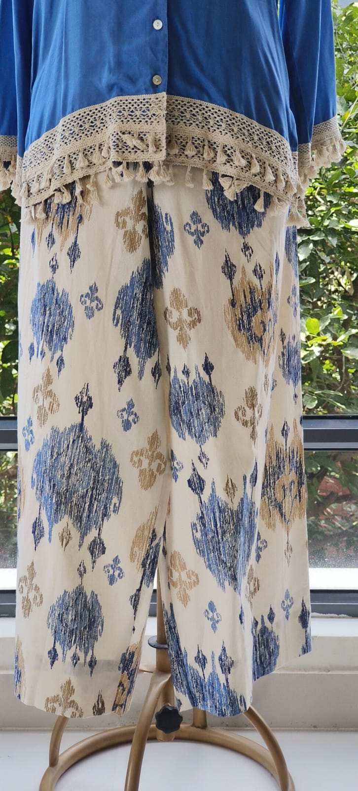 Solid Shade Muslin Fabric Top With Printed Flex Cotton Bottom Cord Set- 11645,11646