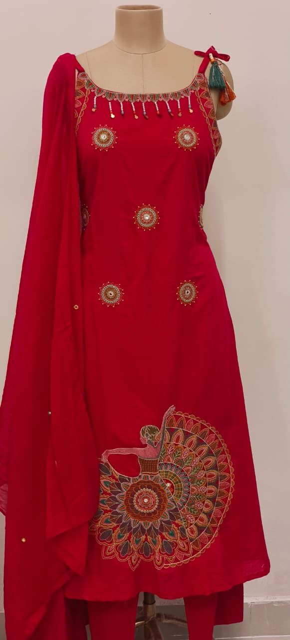 Sleeveless Bohemian Style Cotton Noodle Strap Full Thread Embroidery Tassel Details And Matching Bottom-11803,11804