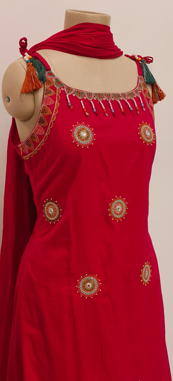 Sleeveless Bohemian Style Cotton Noodle Strap Full Thread Embroidery Tassel Details And Matching Bottom-11803,11804