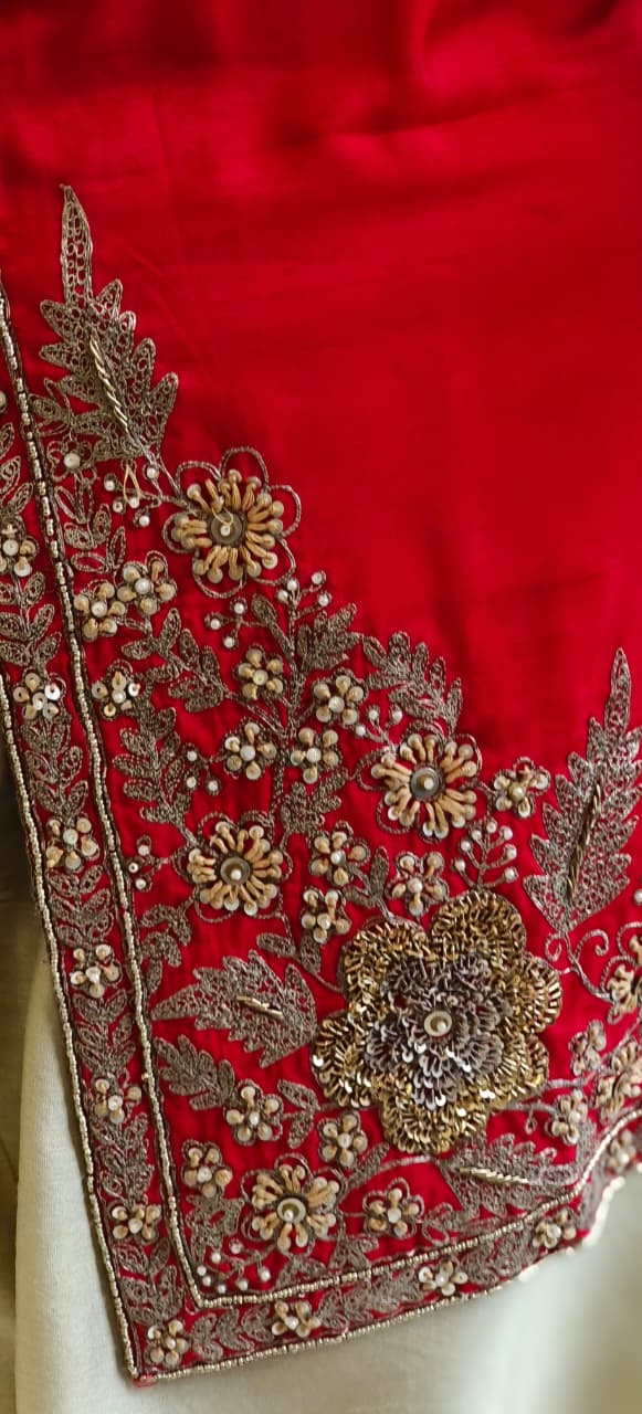 Front Slit Grand Work Short Length Kurta With Designer Harem Bottom- 12147