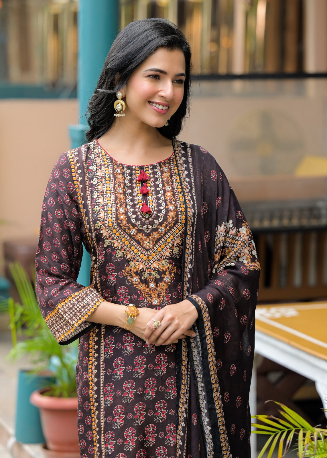 Beautiful Dola Silk Printed Kurta With Bottom And Dupatta