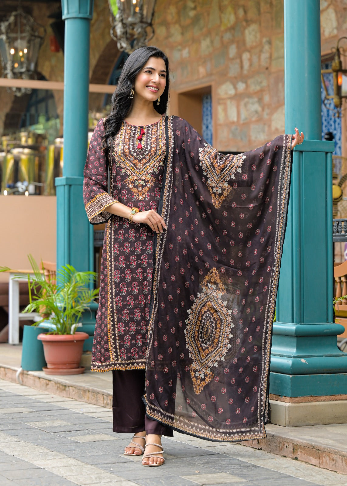 Beautiful Dola Silk Printed Kurta With Bottom And Dupatta