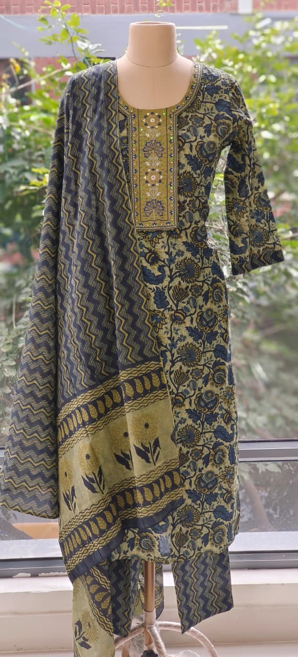 Floral Printed Summer Friendly Cotton Full Suit Set-12301,12300