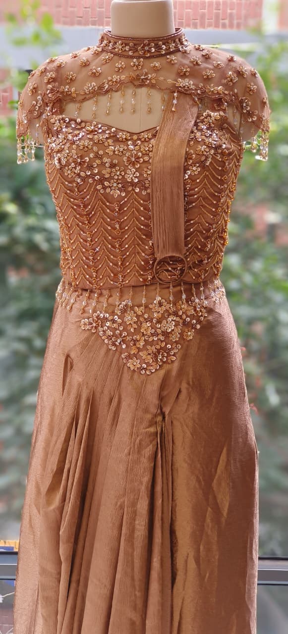 Designer Drape Saree Evening Wear Very Elegant With Crystal Handwork DRYWASH