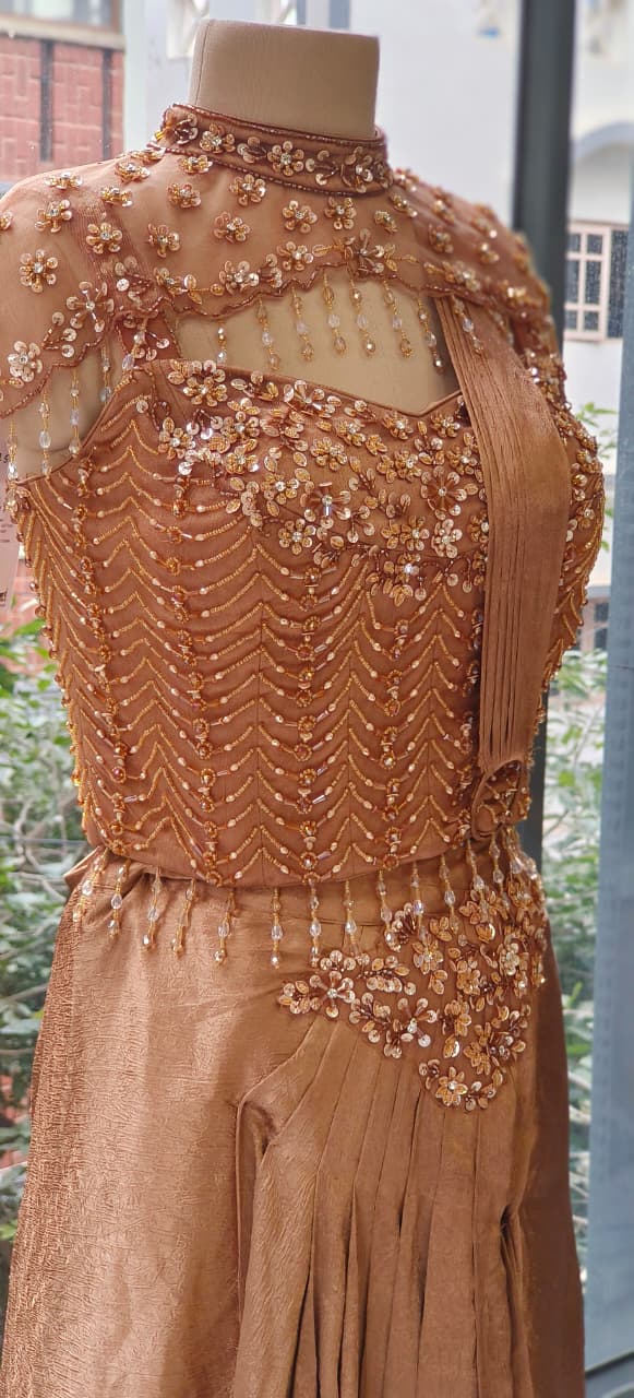 Designer Drape Saree Evening Wear Very Elegant With Crystal Handwork DRYWASH