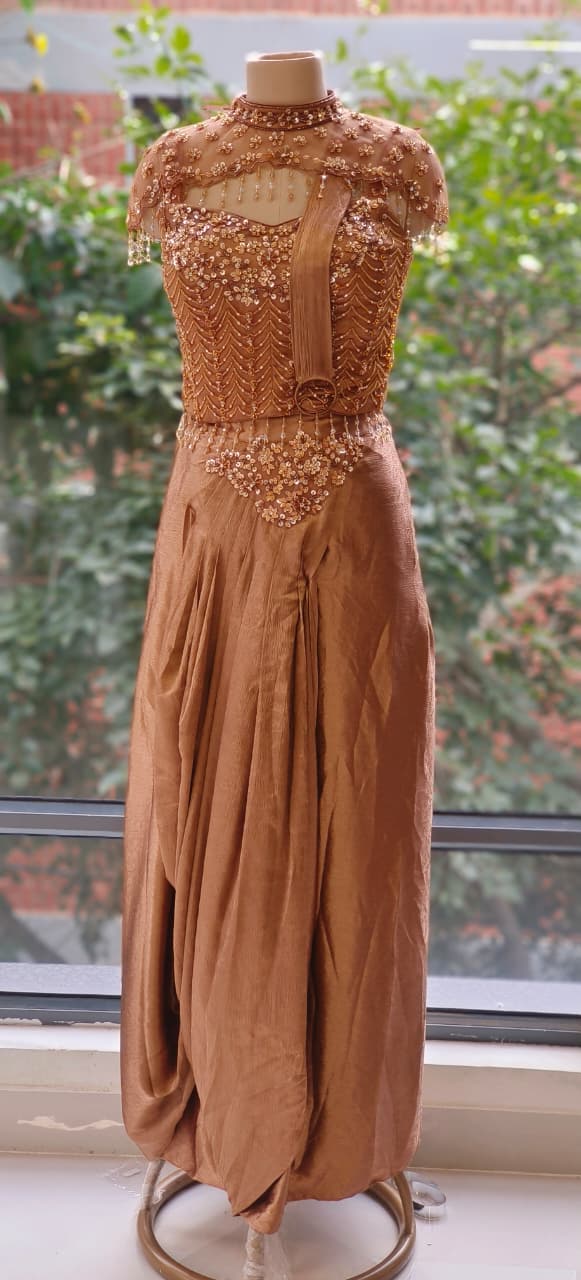 Designer Drape Saree Evening Wear Very Elegant With Crystal Handwork DRYWASH