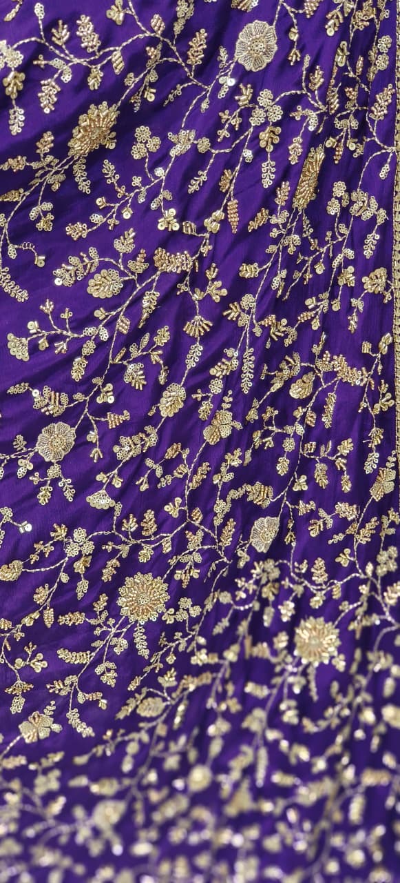 Flowy Chinon Fabric Anarkali Full Suit Set With Contrast Heavy Embellished Dupatta