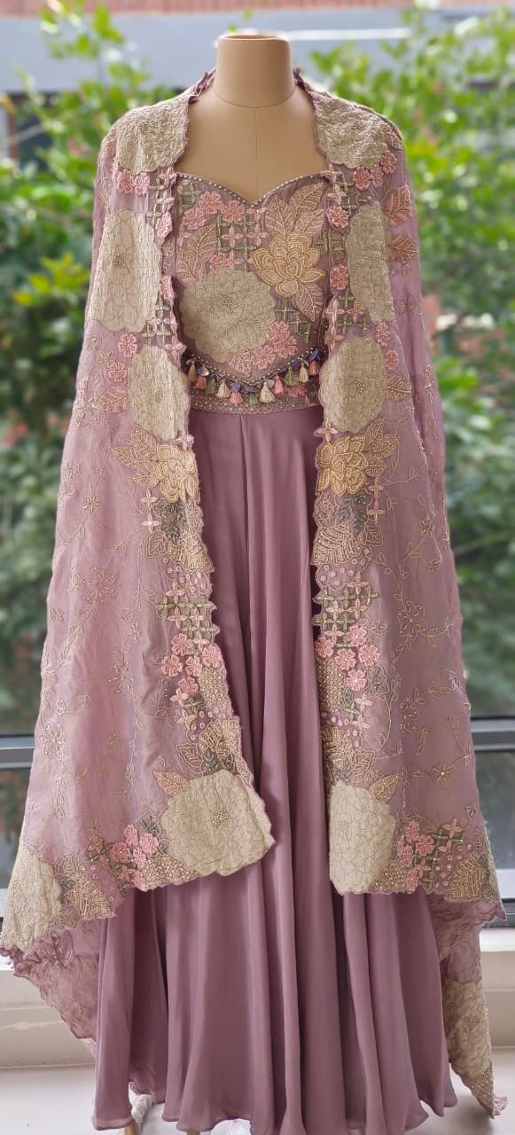 Elegant 3-Piece Party Wear Se Embellished Crop Top, Palazzo Bottom & Embroidered Shrug