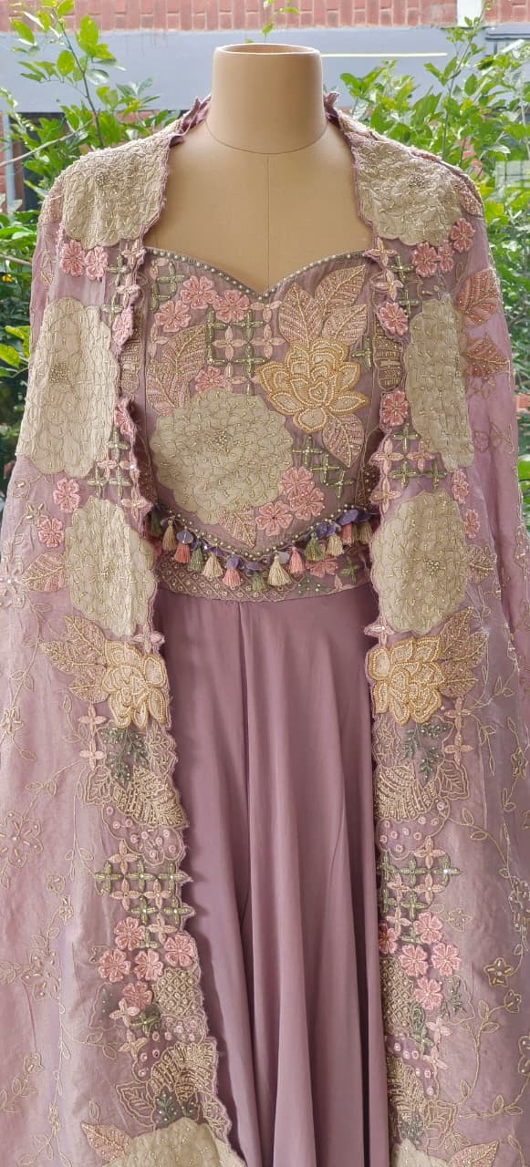 Elegant 3-Piece Party Wear Se Embellished Crop Top, Palazzo Bottom & Embroidered Shrug