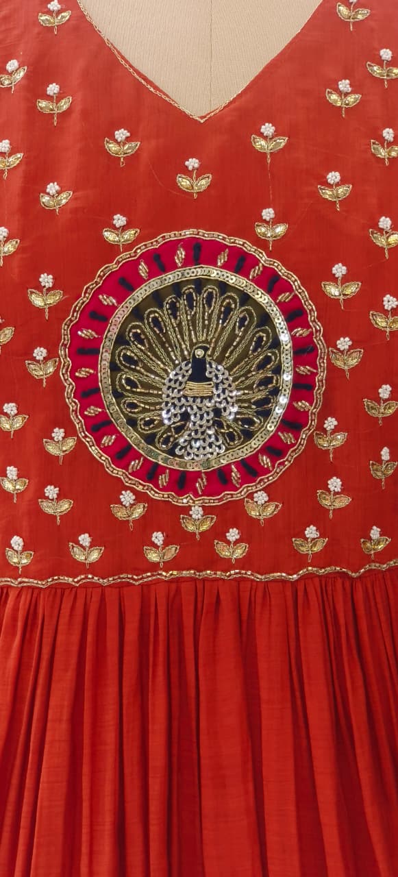 Aline Surat Mul Chanderi Beautiful Embroidered Yoke with Bottom and Dupatta-12340/12401