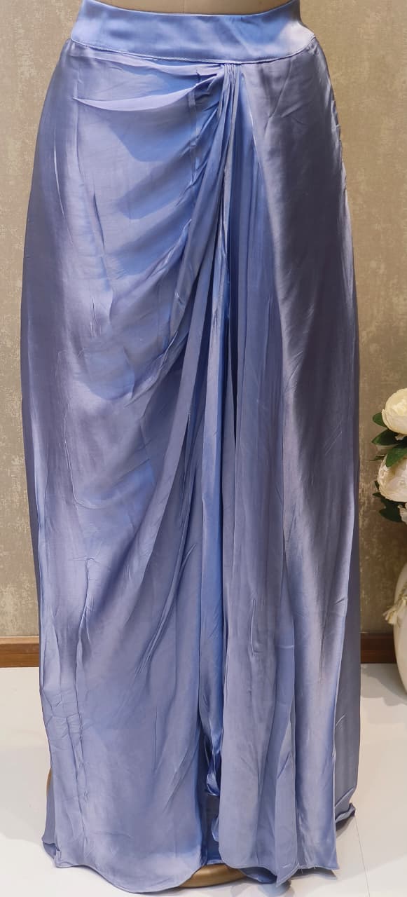 Designer Embroidered Crop Top With Crepe Drape Skirt DRYWASH (Dispatching After 45 Days On Orders)