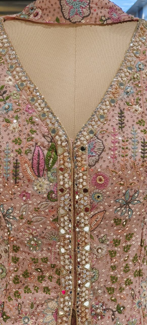 Exclusive Multi-Color Handwork Top and Palazzo Co-Ord Set with Mirror, Sequins & Thread Embroidery With Choker Dupatta