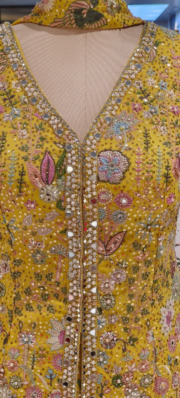 Exclusive Multi-Color Handwork Top and Palazzo Co-Ord Set with Mirror, Sequins & Thread Embroidery With Choker Dupatta