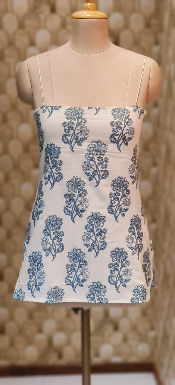 Floral Printed Soft Printed Camisole Top with Trendy Lace-Up Back Detailing