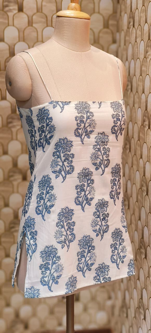 Floral Printed Soft Printed Camisole Top with Trendy Lace-Up Back Detailing