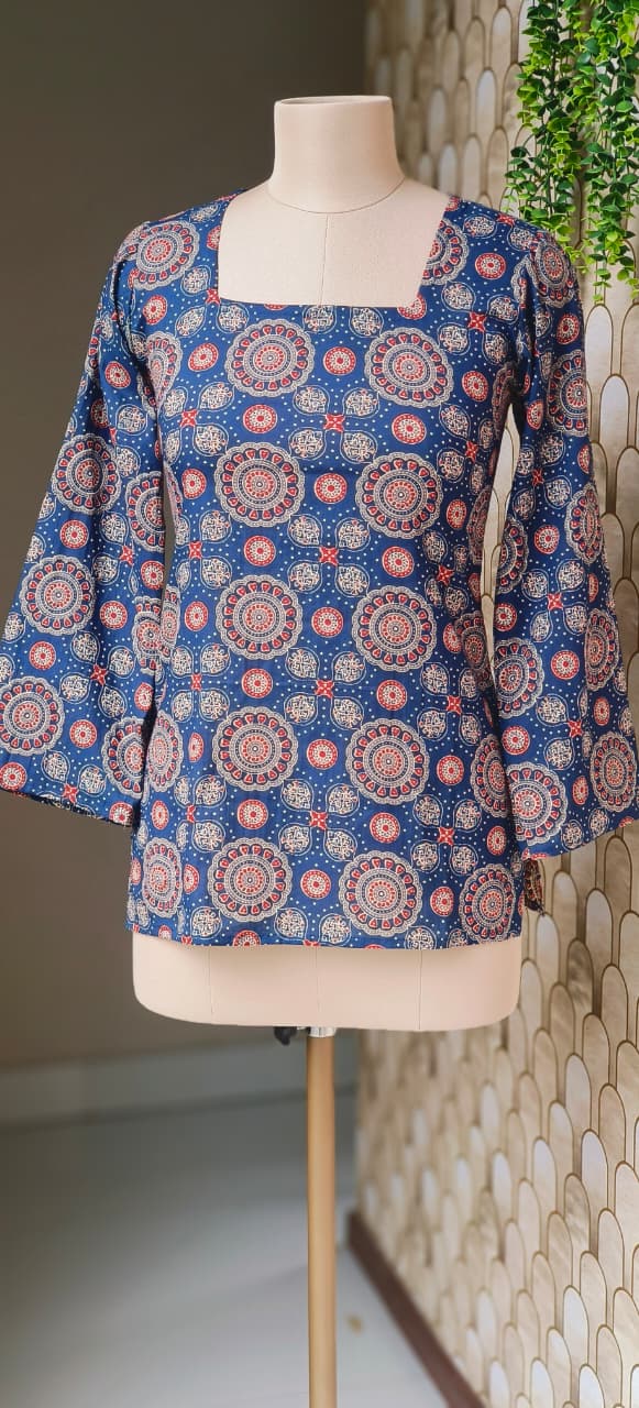 Summer Cotton Kurti with Tieing Knots Behind For Teen