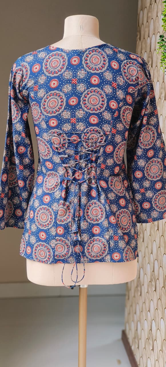 Summer Cotton Kurti with Tieing Knots Behind For Teen