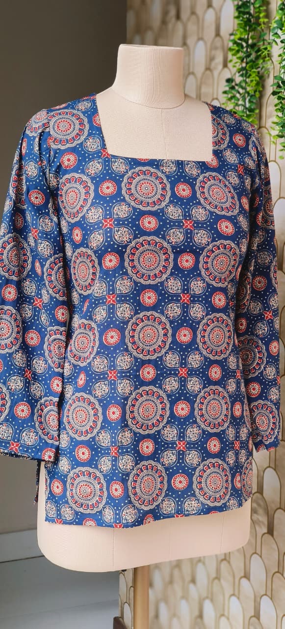 Summer Cotton Kurti with Tieing Knots Behind For Teen