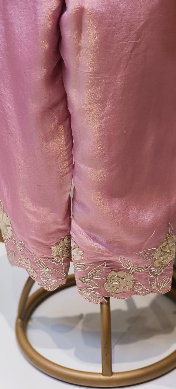 Floral Cut-Work Elegance With Stone Beaded Tissue Full Suit Set With Dupatta- 12744, 12745