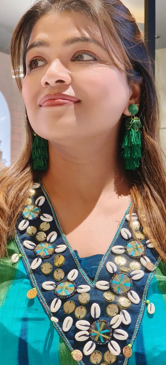 Tiny Shell V-Neck Ikkat Elegance Crepe Full Suit Set With Dupatta-12807