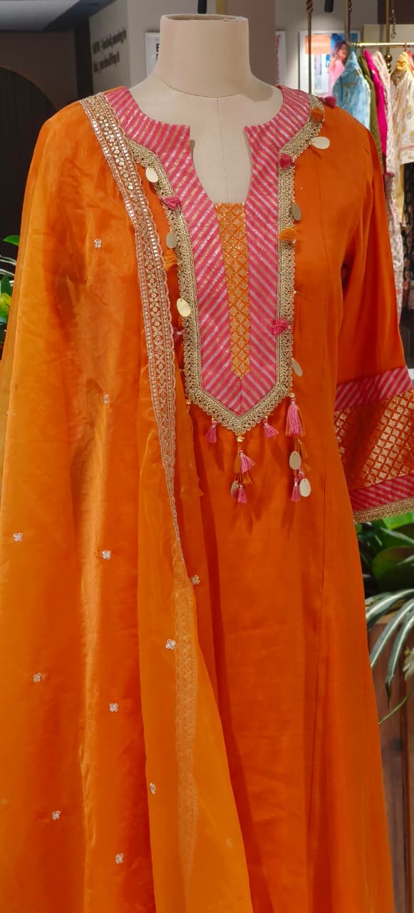 Boho Chic Designer A-Line Full Suit Set With Inner Bottom & Dupatta- 12926,27