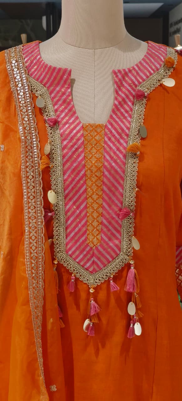 Boho Chic Designer A-Line Full Suit Set With Inner Bottom & Dupatta- 12926,27