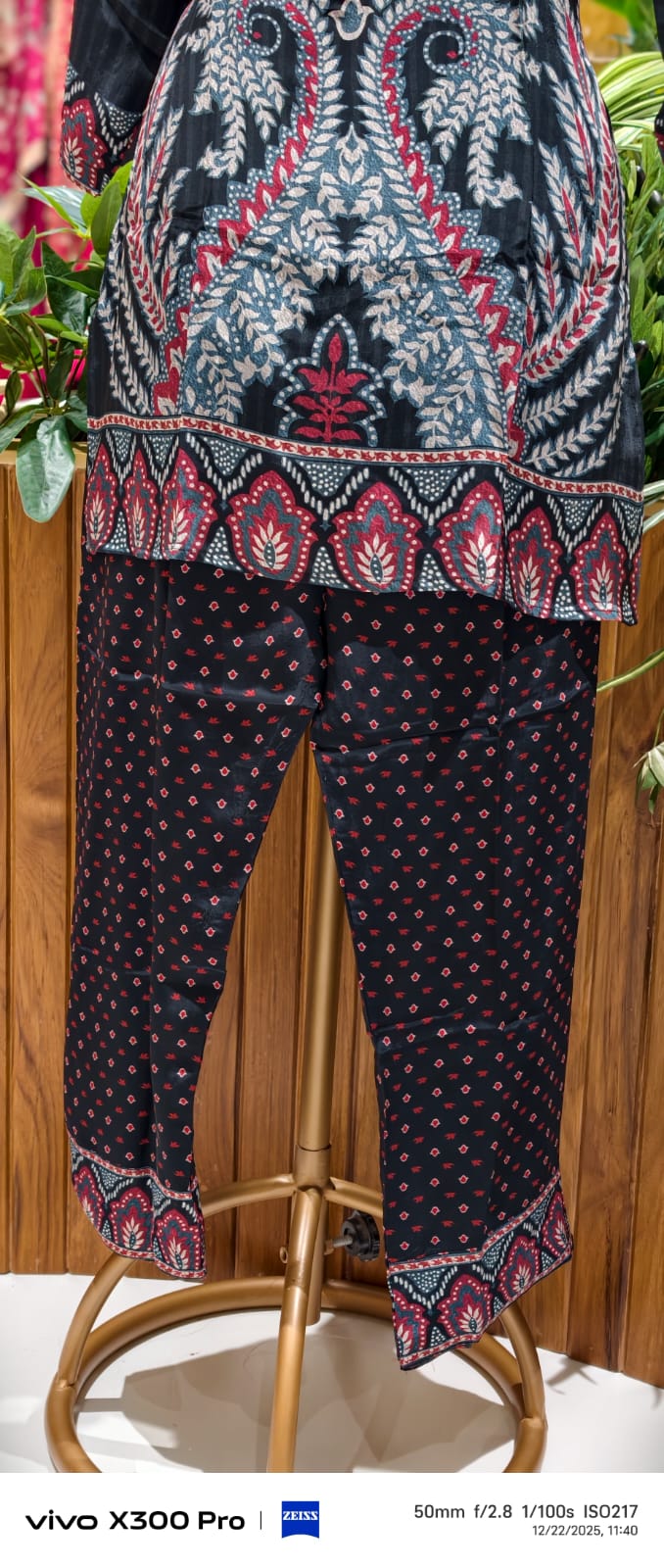 Multi Prints Folk Art Mandarin Collar Kurta Pant Set In Crepe Fabric- 12952