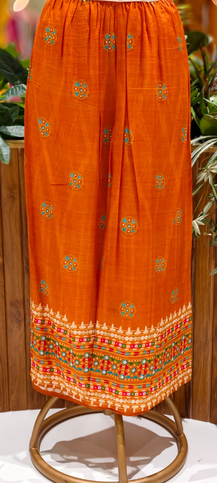 Rajasthani Touch Boho Look Saffron Elegance Kurta Pant Set In Muslin Fabric-12987