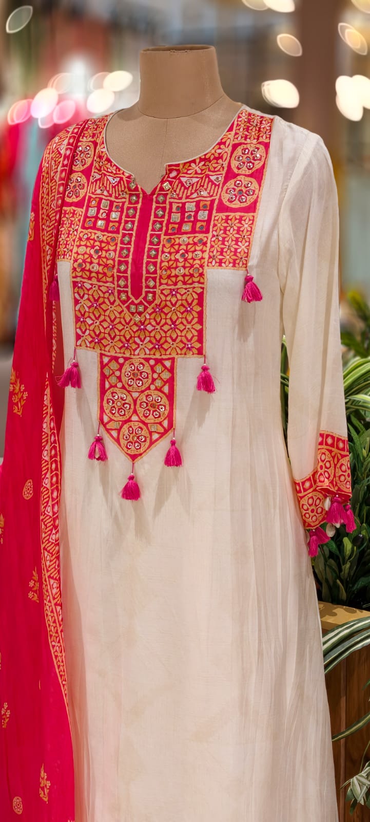 Boho Tasselled Rajasthani Look Full Suit Set With Dupatta- 12985