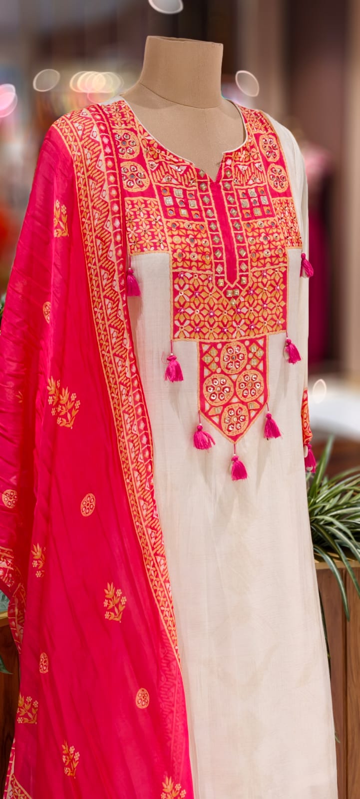 Boho Tasselled Rajasthani Look Full Suit Set With Dupatta- 12985