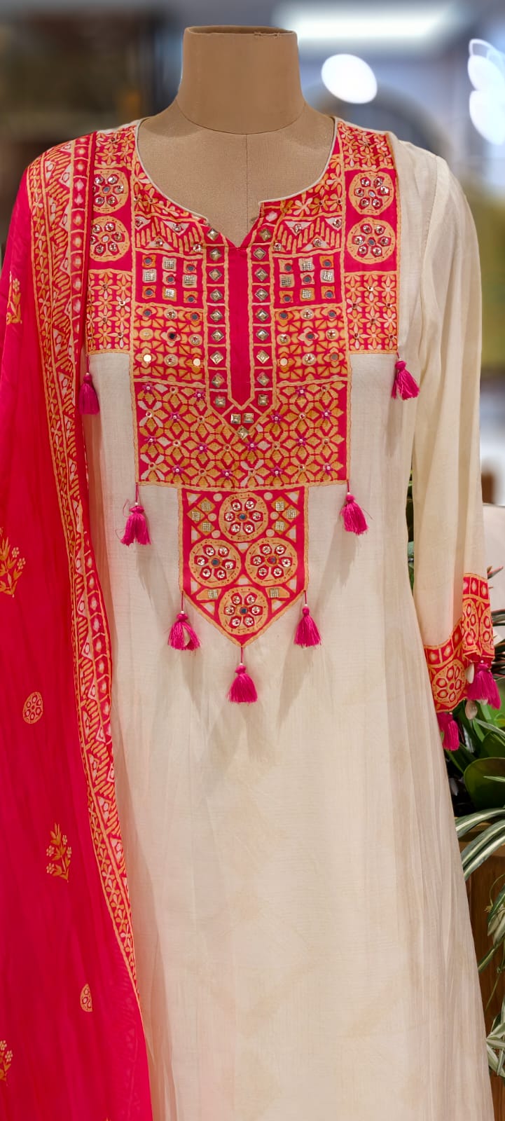 Boho Tasselled Rajasthani Look Full Suit Set With Dupatta- 12985