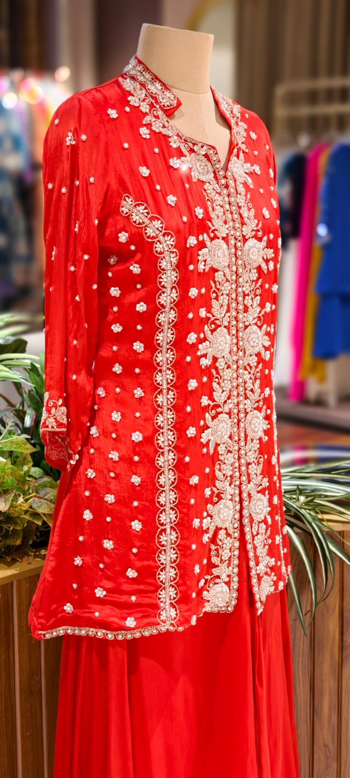 Imperial Bloom Royal Zari Heritage Kurta With Flared Palazzo Set