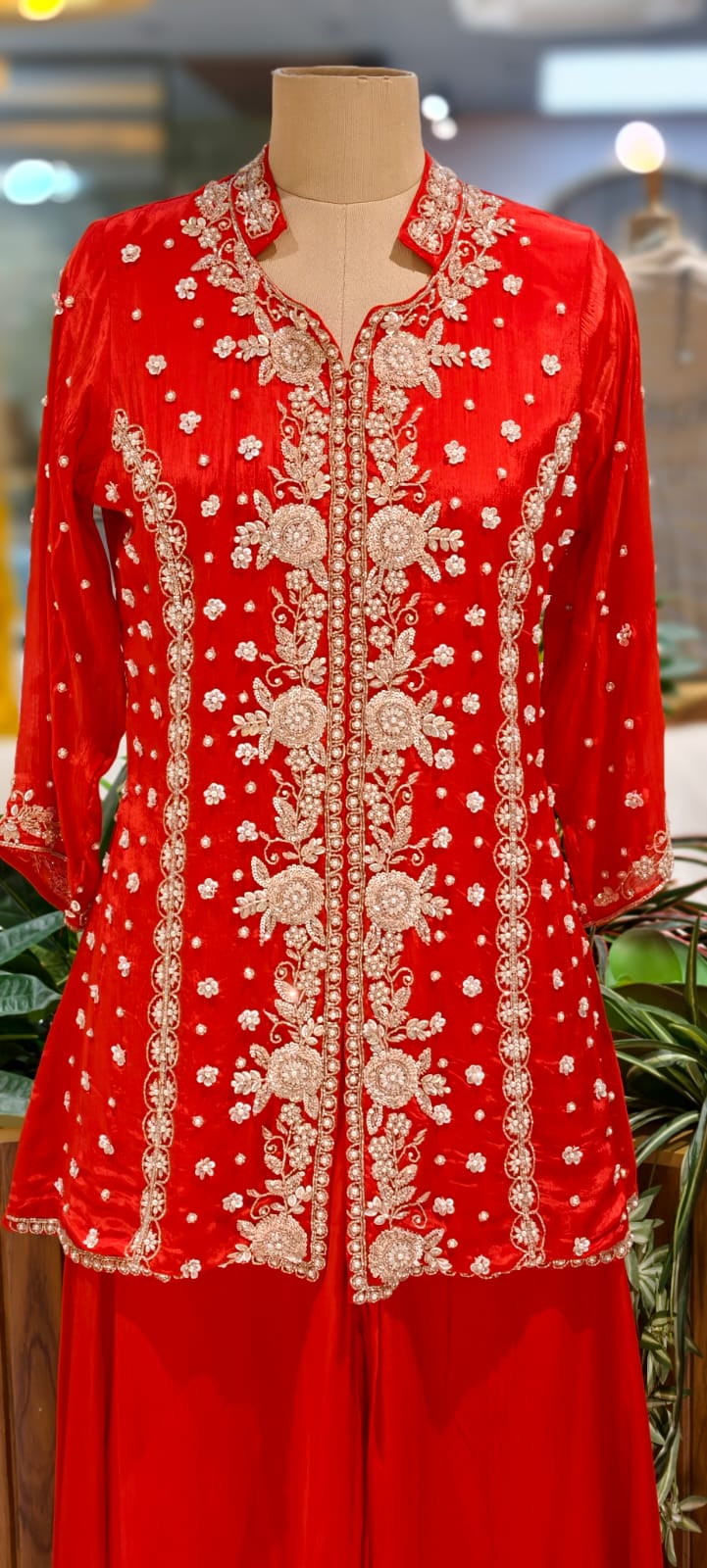 Imperial Bloom Royal Zari Heritage Kurta With Flared Palazzo Set