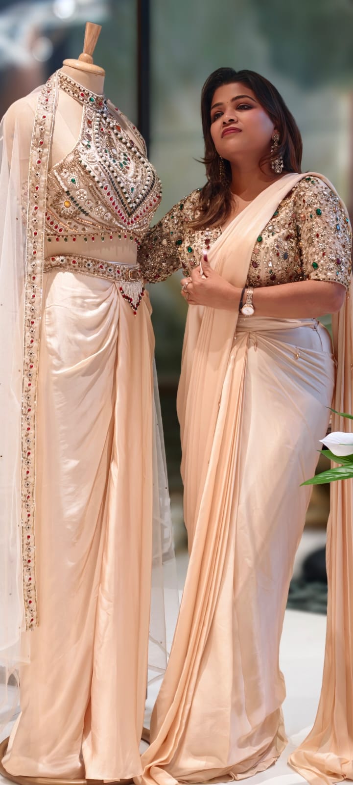 Jewellery Multicolour Stone Heavy Work Premium Designer Saree- 13039