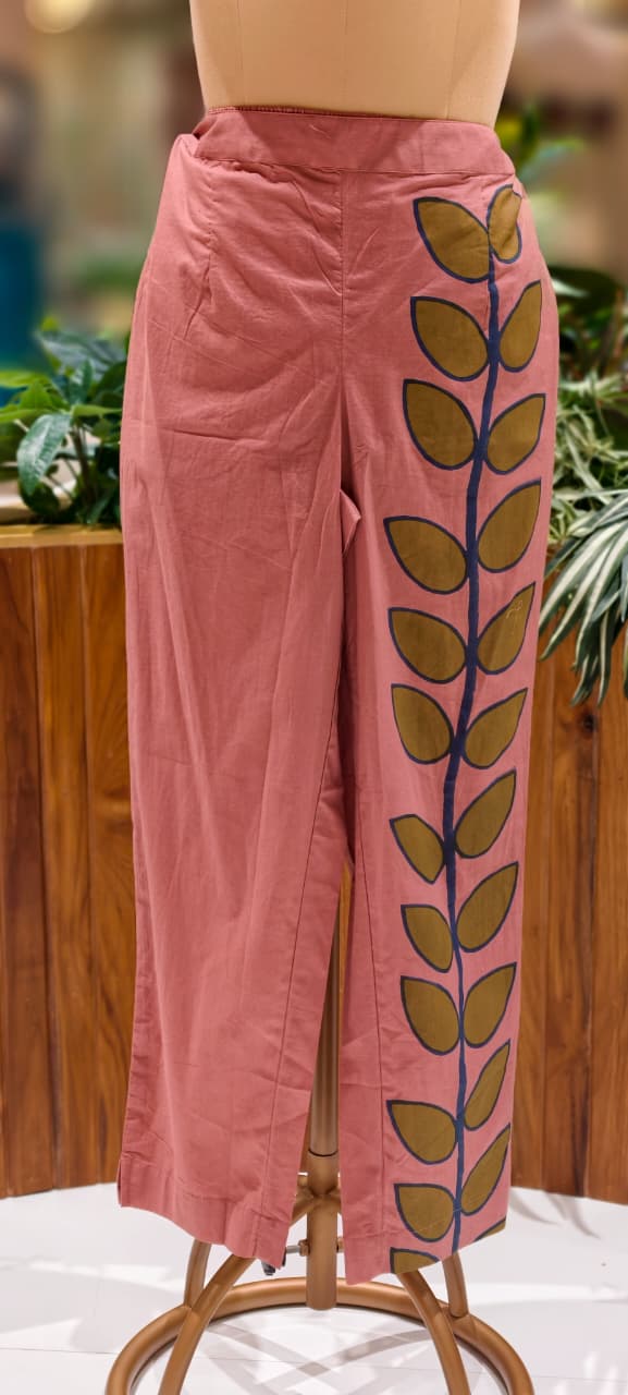 Placement Leafy Print Solid Color Matching Collared Co-Ord Set In Cotton Fabric-13219