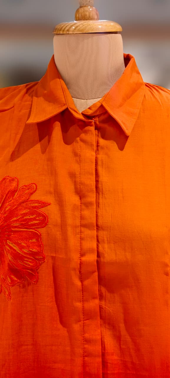 Floral Patched Look Embroidery Work Solid Ombre Shade Co-Ord Set-13270