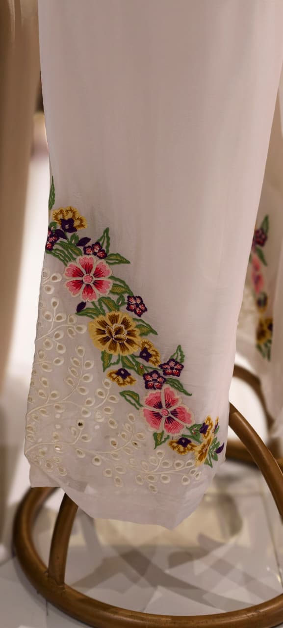 Soft Luxe Very Premium Meadow Embroidered Co-Ord Set In Chinon Fabric-13281