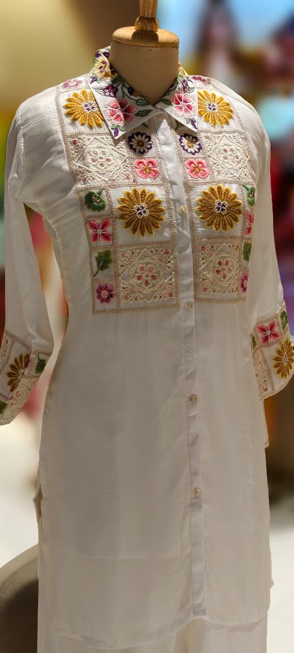 Soft Luxe Very Premium Meadow Embroidered Co-Ord Set In Chinon Fabric-13281