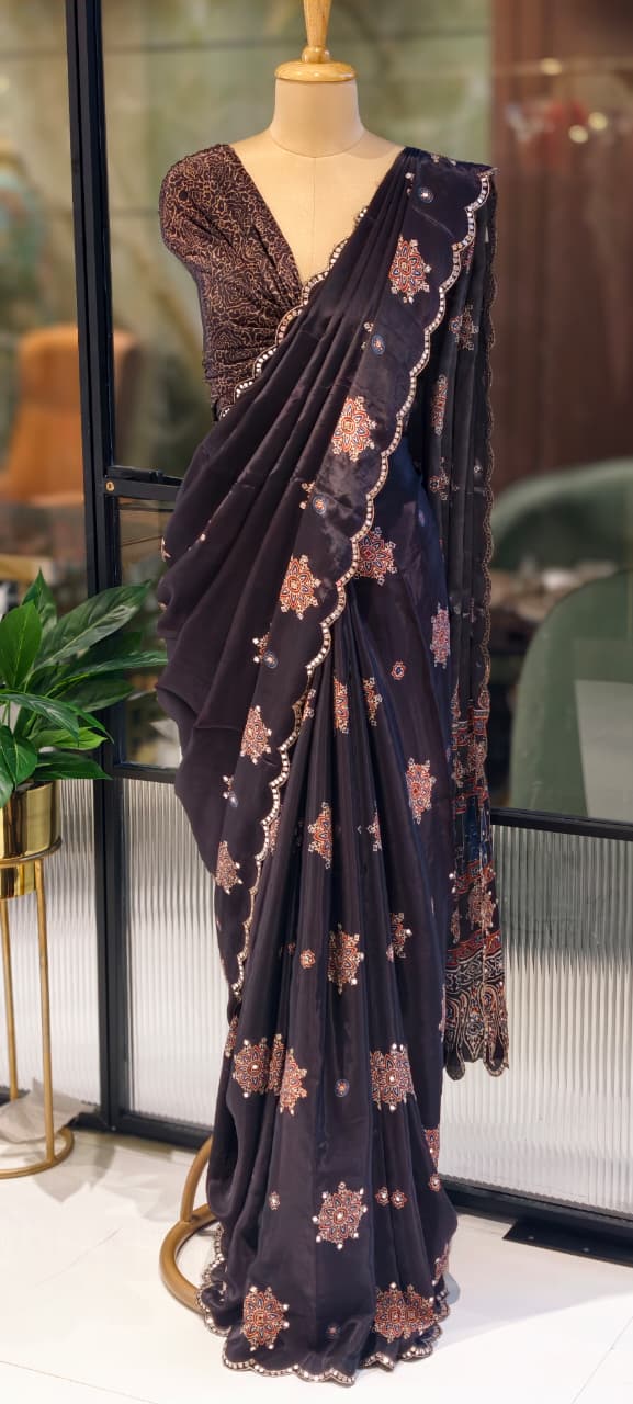 Royal Intricate Motifs Rich Pallu Designer Saree With Unstitched Blouse- 13345