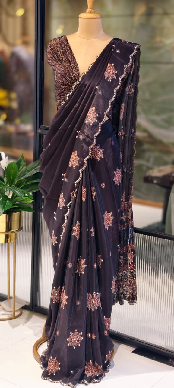 Royal Intricate Motifs Rich Pallu Designer Saree With Unstitched Blouse- 13345