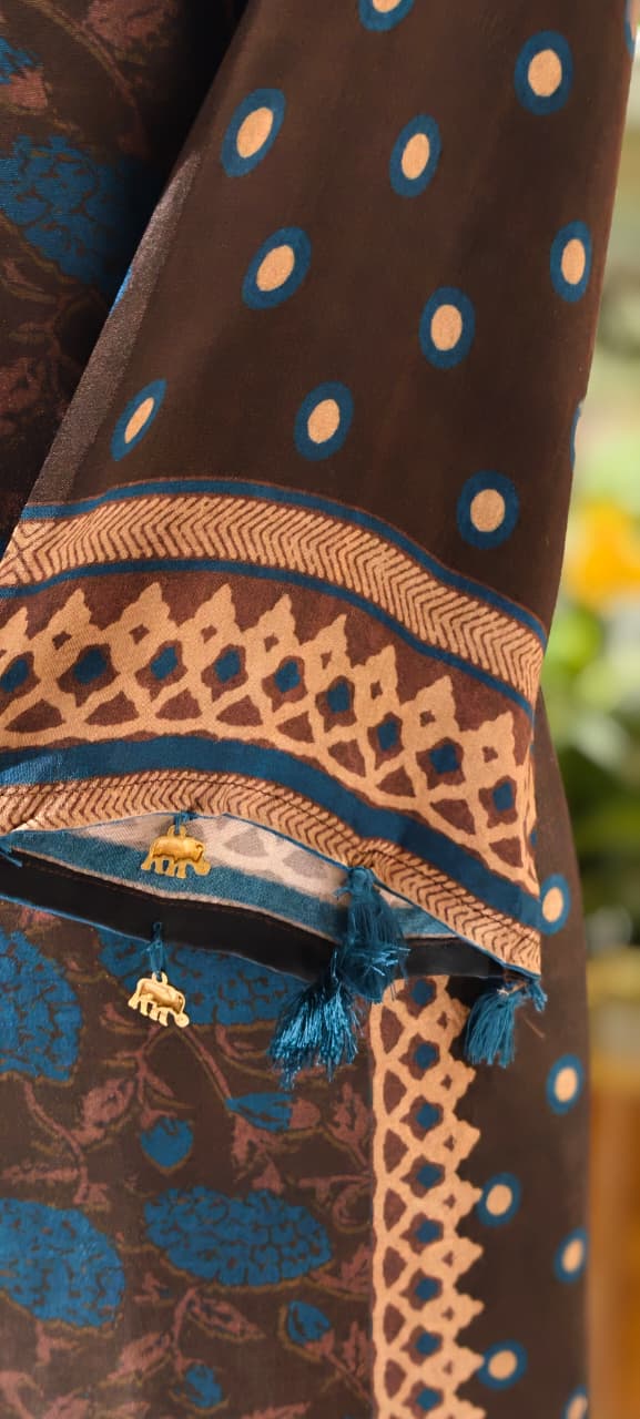 Bold Look Completely Printed Stylish A-Line Full Suit Set With Dupatta In Dola Silk Fabric- 13350