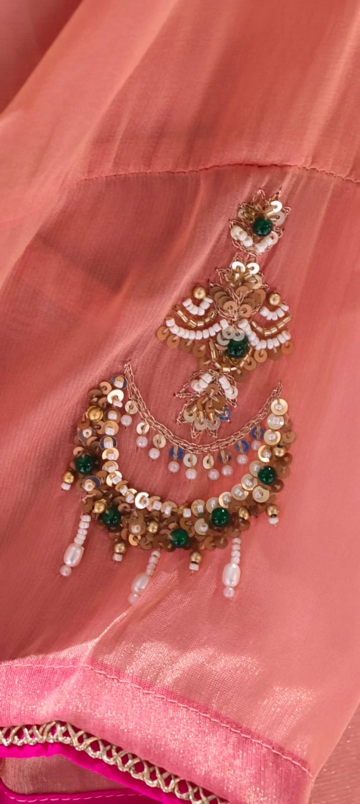 Minimal Kundan Figure Work Front Designed Solid Tissue Full Suit Set With Dupatta- 13377