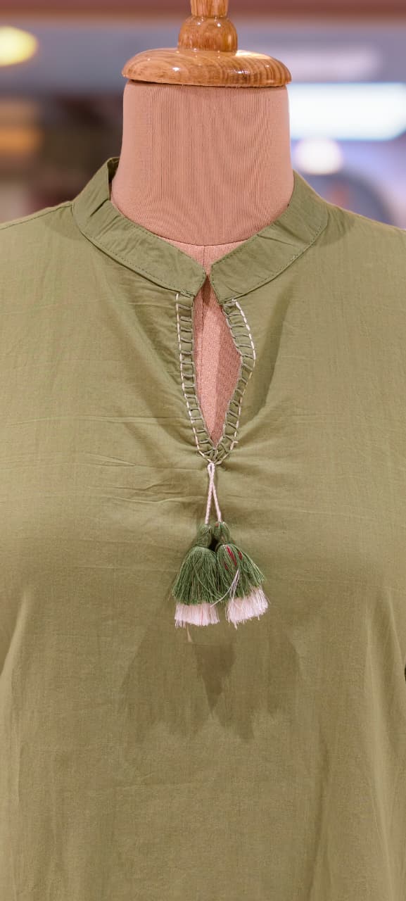 Serene Embroidered Mist Bloom Casual Wear Cotton Short Kurti Only- 13453