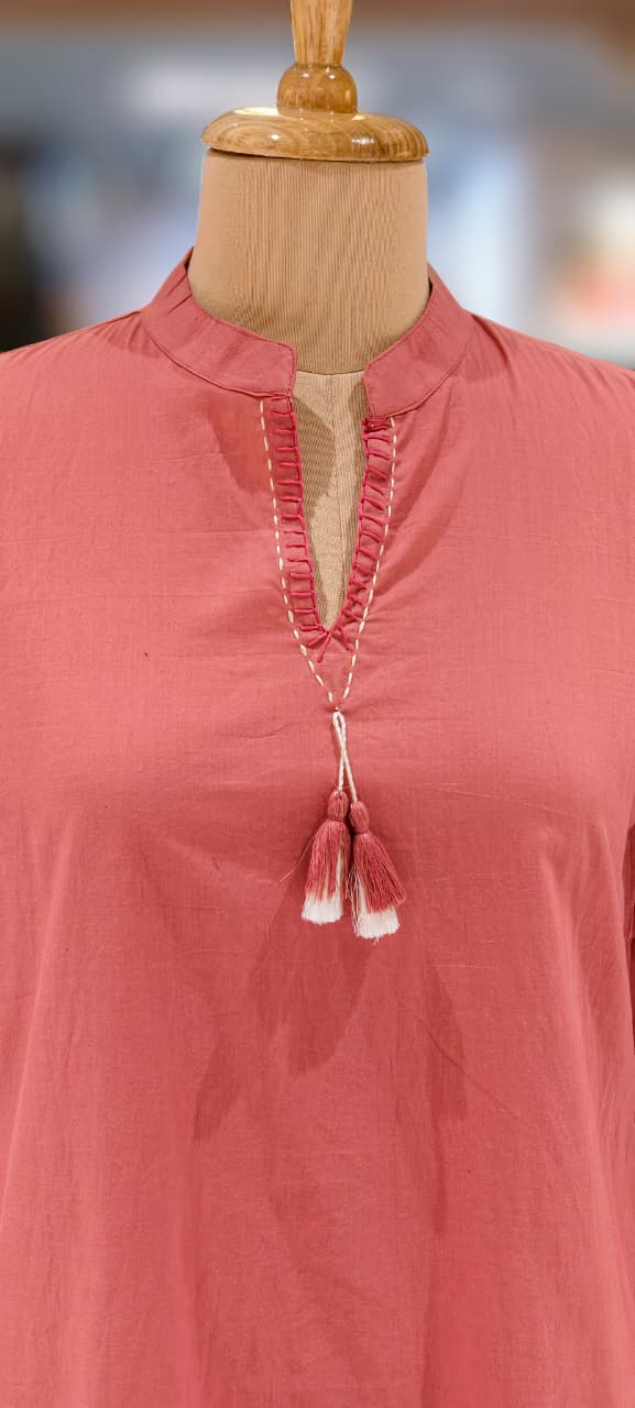 Serene Embroidered Mist Bloom Casual Wear Cotton Short Kurti Only- 13453