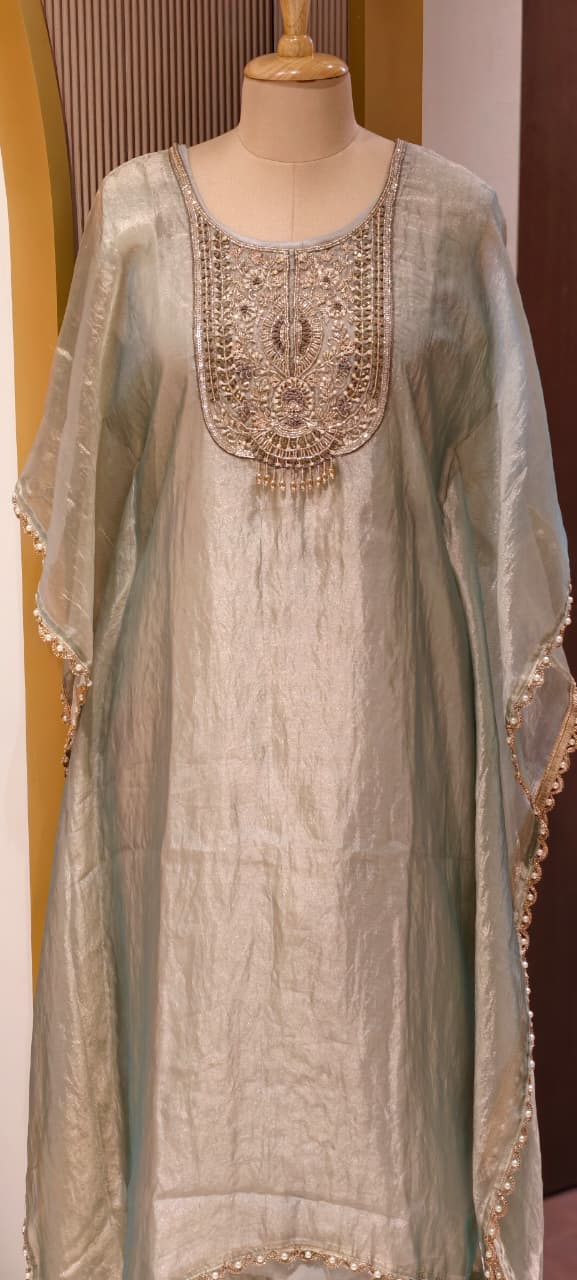 Metallic Aura Embroidered Yoke Premium Kaftan With Bottom- 13471