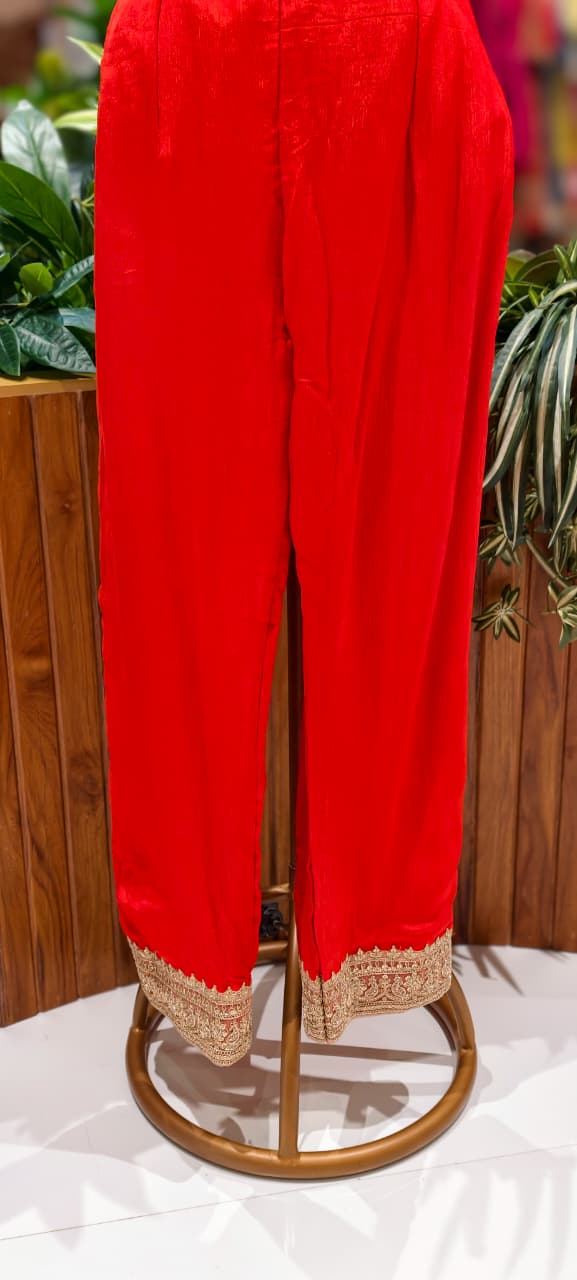 Golden Zarina Gotta Work Striped Sunset Full Suit Set With Dupatta In Silk Fabric- 13423