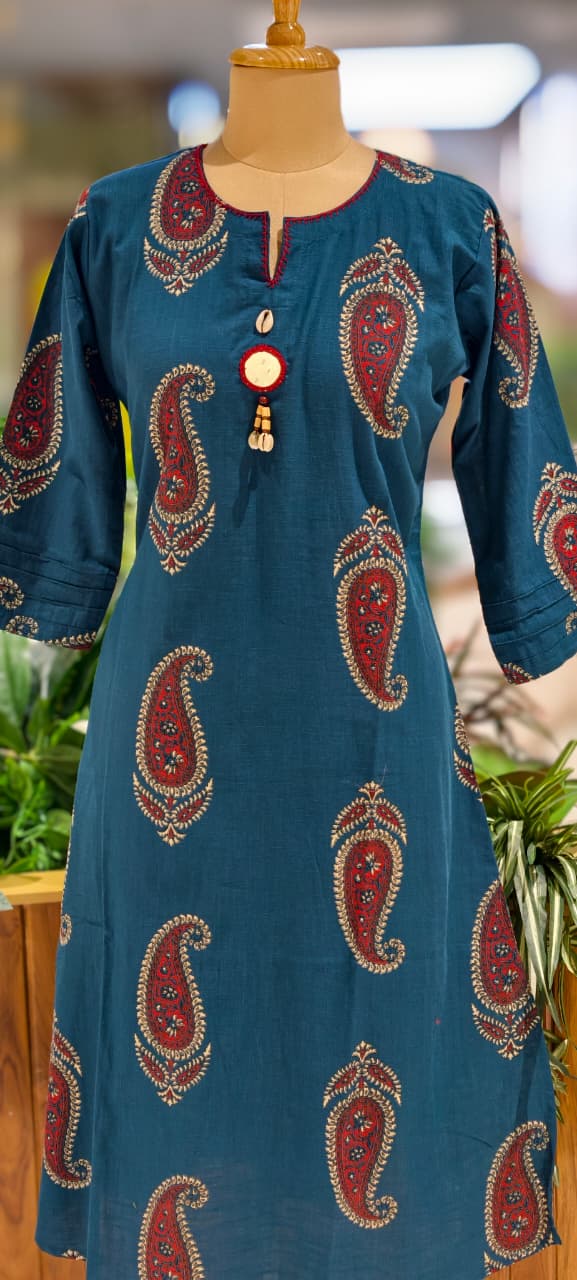 Verdent Mango Buti Print Casual Wear A-Line Kurti Only-13525