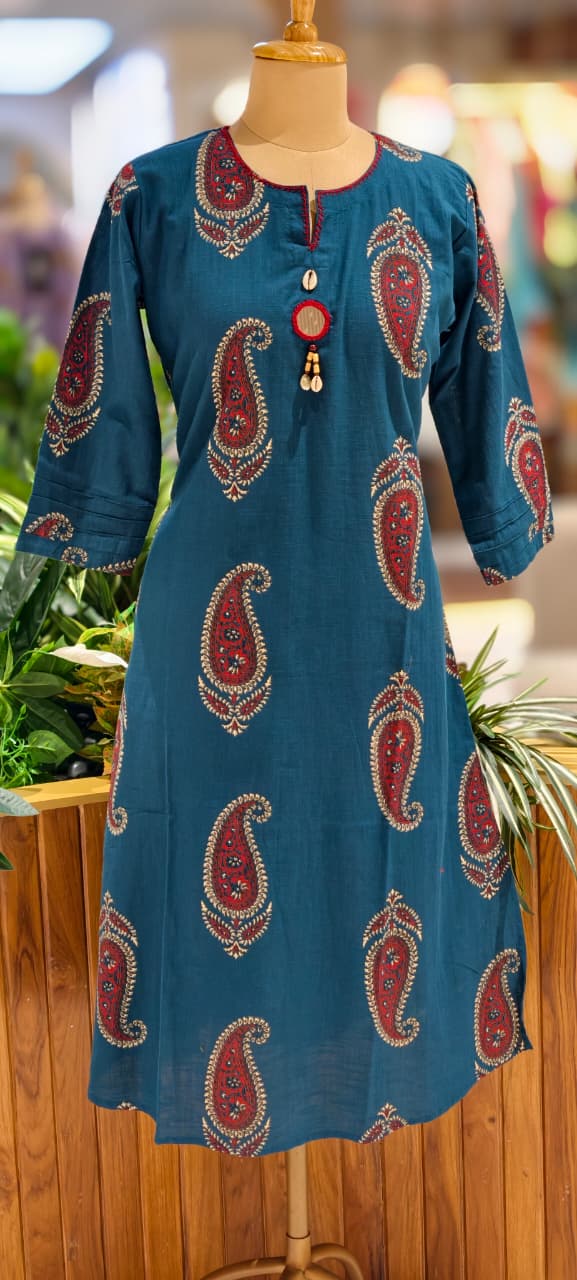 Verdent Mango Buti Print Casual Wear A-Line Kurti Only-13525