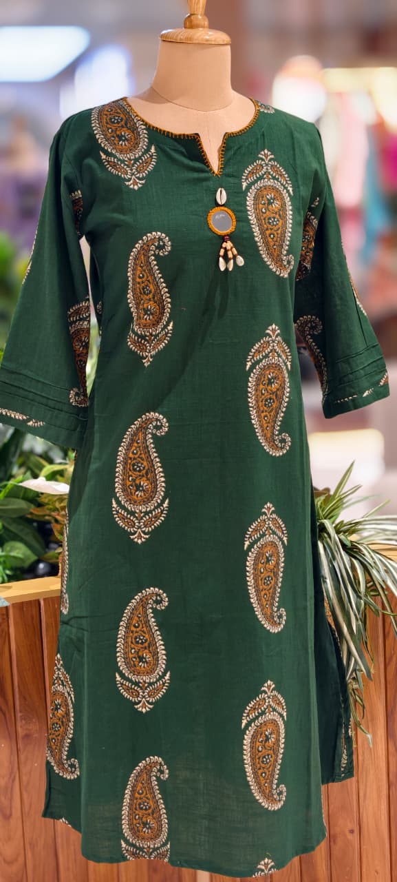 Verdent Mango Buti Print Casual Wear A-Line Kurti Only-13525